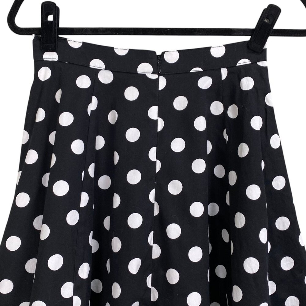 Ixia Retro Polka Dot A-Line Midi Skirt Black White Rockabilly Pin-Up USA Made-S - Picture 2 of 11